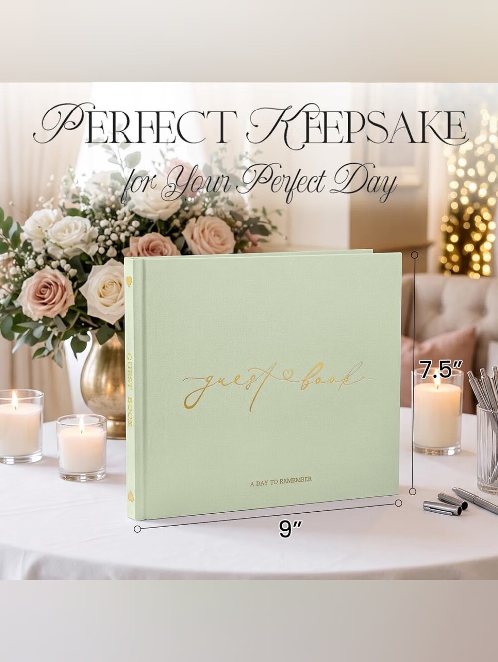 Guest Book - Sage Green Hardcover with Gold Foil - Picture 2 of 4